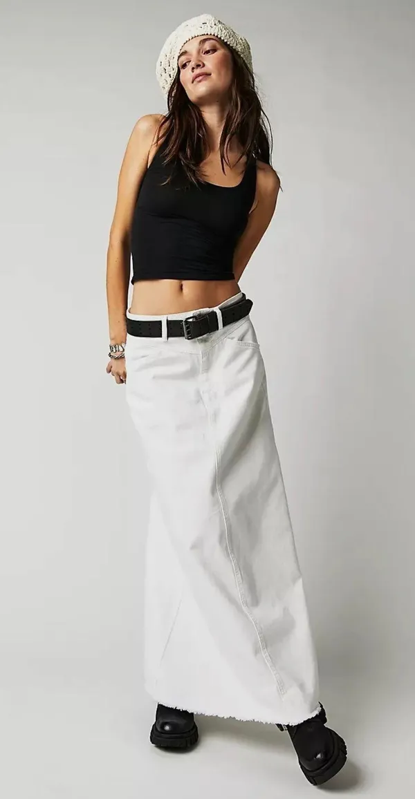 Free People Come As You Are Denim Maxi Skirt - Image 3