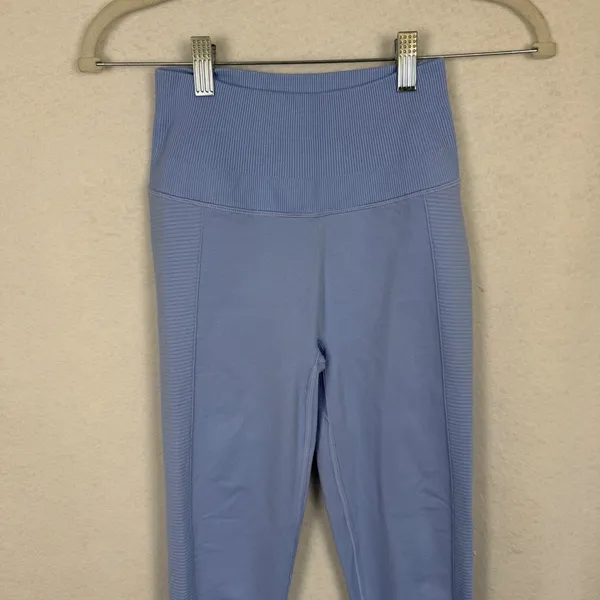 OFFLINE by Aerie Seamless Leggings Womens Small 7/8 High Rise Ribbed Blue - Image 3