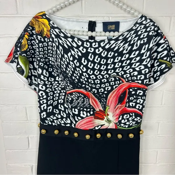 NWT Cavalli Class by Roberto Cavalli Printed Embellished Dress Size US 6 - Image 5