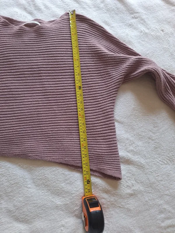 Anthropologie Ribbed Knit Sweater M Oversized Asymmetrical Mauve Purple Pullover - Image 10