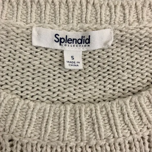 Splendid Women's S Ombre‎ Dip-Dye Cotton Shaker Knit Crewneck Sweater Taupe - Image 5