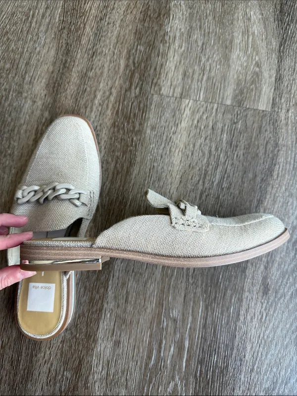 Dolce Vita Beige Chain-Trim Mules - Image 3