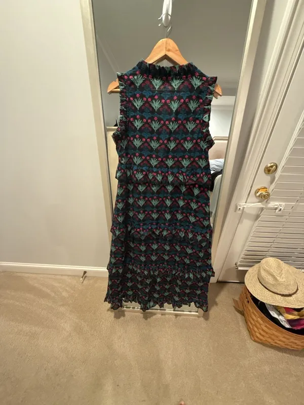Livro Black Floral Print Sleeveless Tiered Ruffle Maxi Dress Size S - Image 5