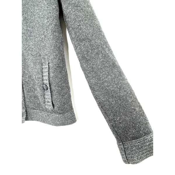 GAP 100% Wool Faux Shearling Collar Button Front Cardigan Gray Size Medium - Image 6