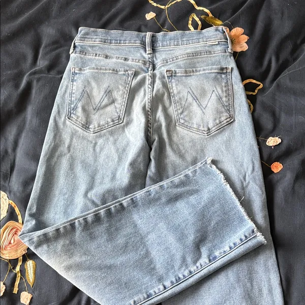 MOTHER Light Blue Wide Leg Jeans - Image 8