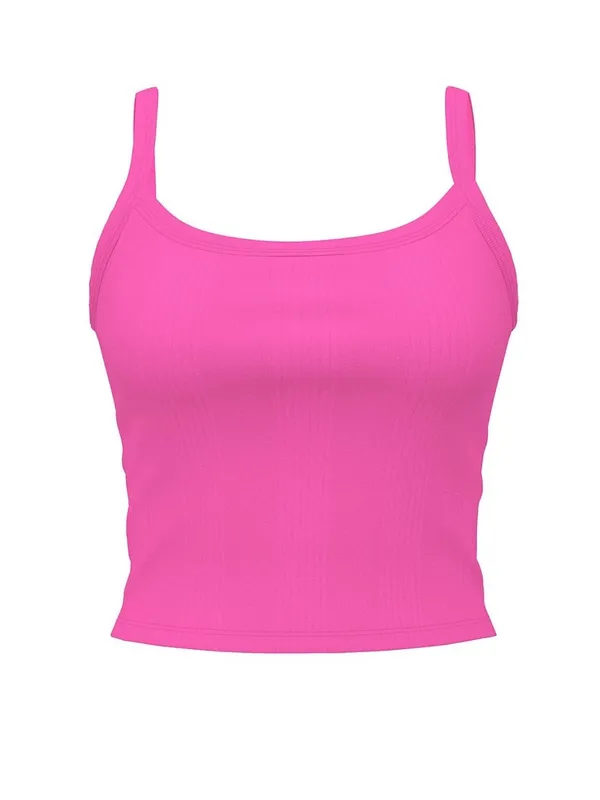 VICTORIA’S SECRET PINK Multi Rib Cami Square Neck Tank Top Pink Gossip MEDIUM - Image 2