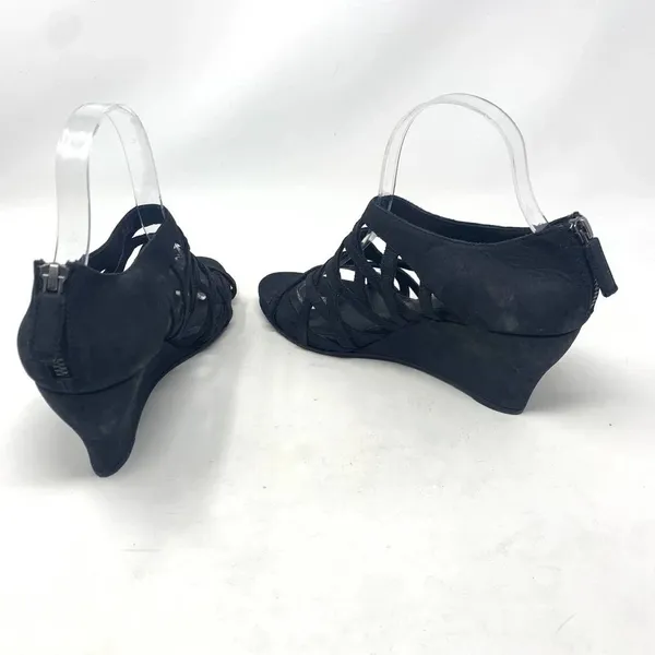 Eileen Fisher Caged Lattice Wedge Sandals‎ Black - Image 7