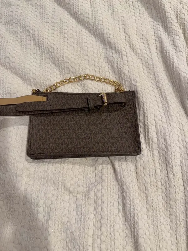 Michael Kors Signature Logo Belt Bag with Chain Detail - Image 4