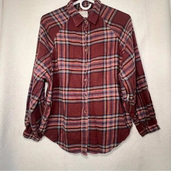 American Eagle Outfitters Plaid Soft Flannel Button Down Shirt‎ Size Small Fall - Image 2