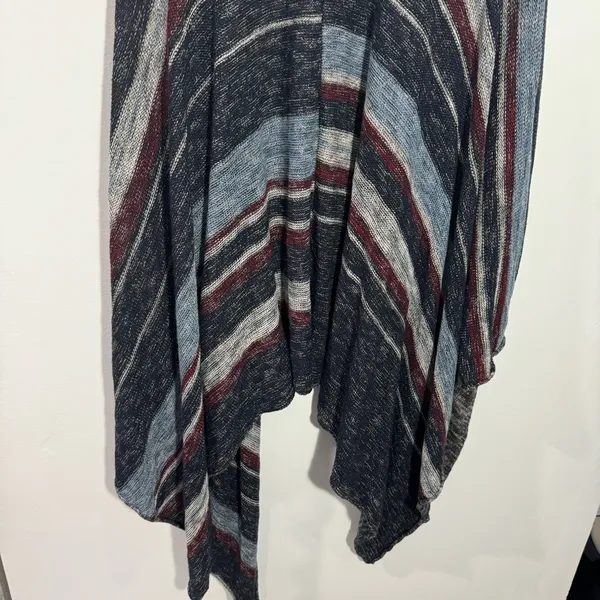 Free People Big‎ Trail Poncho Cardigan Sweater Blue Multi Large Festival Indie - Image 6
