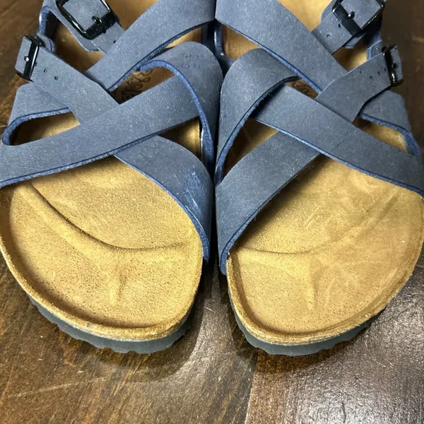 Birkenstock Sandals W10 M8 Blue Strappy Slide Comfort Orthopedic Boho Casual - Image 6