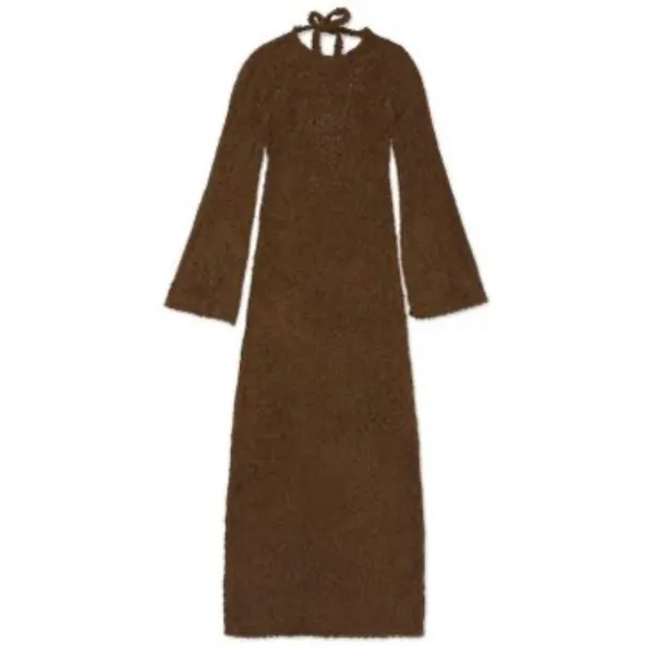 Honor The Gift Brown Fuzzy Knit Open Back Maxi Dress Medium NWT‎ - Image 3