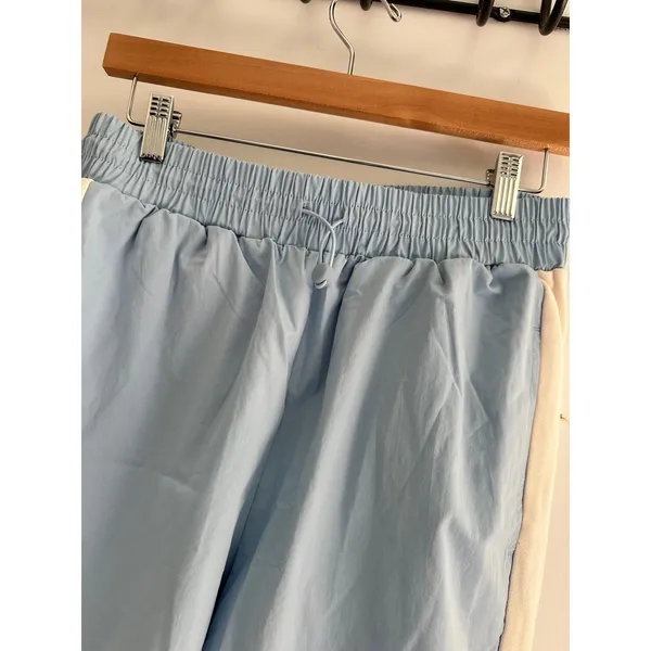 Fabletics Norah Track Pant Blue Cream Side Stripe Cotton Joggers Medium NWT - Image 5