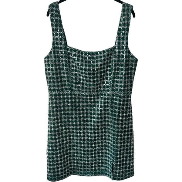 Altar'd State Mateo Mini Dress Green Sequin Wedding Guest‎ Event Feminine XL - Image 3