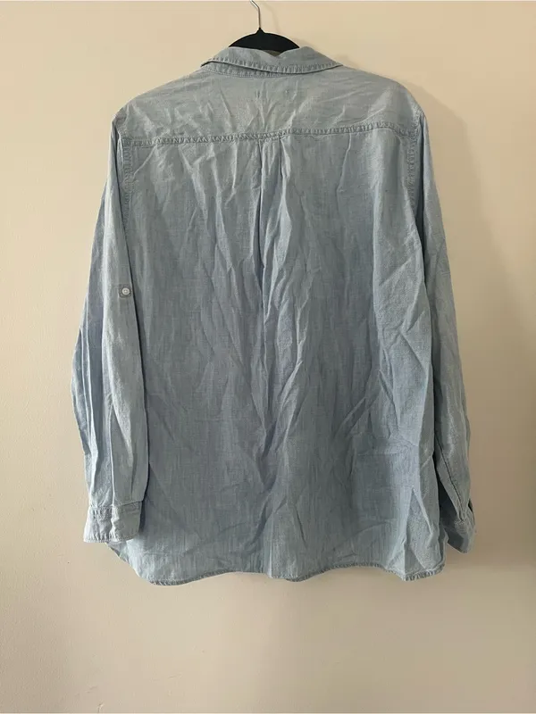 Gap 100% Cotton Chambray Denim Button Up Top XXL Light wash Western Cowgirl - Image 6