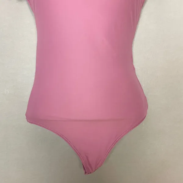 Abercrombie & Fitch Bodysuit Top Seamless XS Mauve Short Sleeves Square Neck - Image 4