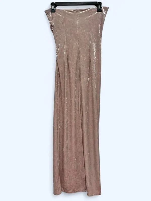 Bershka Velvet Strapless Maxi Dress in Blush - Image 5