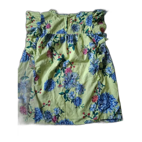 LOFT Yellow 100% Cotton Floral Ruffle Sleeve Blouse L Spring 23 - Image 5