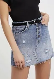 Denim A-line Mini Skirt - Image 2