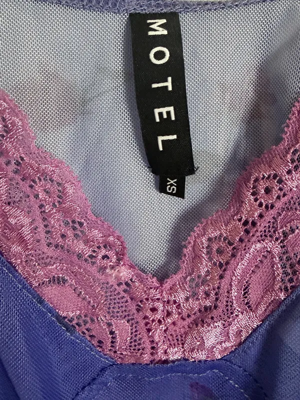 Motel Rocks Crop Top Cami Floral Romantic Coquette Cottagecore Top XS Purple - Image 7