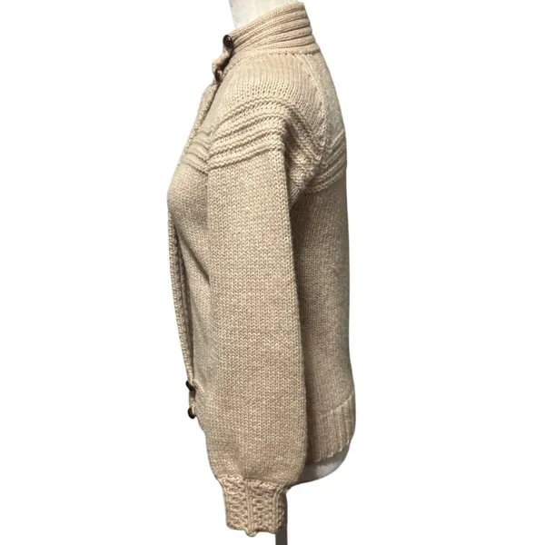 Vintage Peter G's General Stores Pure Wool Cable Knit Zip Cardigan Cream (PM) - Image 4