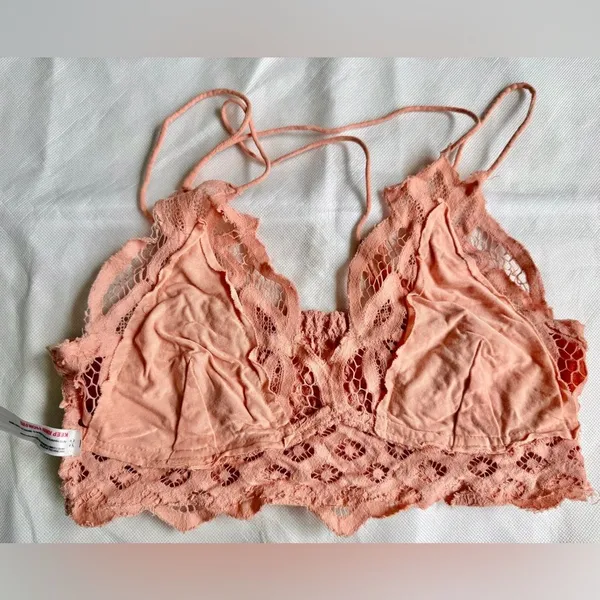 Free People FP One Adella Lace Bralette, Faded Coral, Size S, VGUC - Image 7