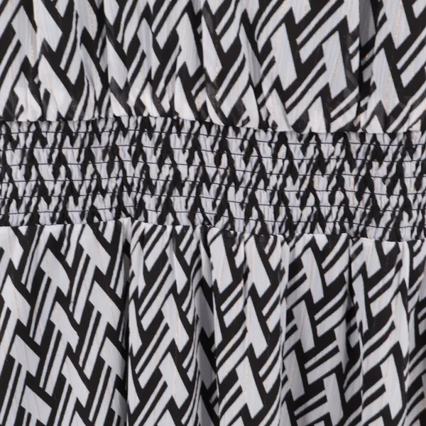 Sam Edelman Geo Mock‎ Neck Smock Waist Midi Dress Womens Size 4 Black White NWT - Image 9