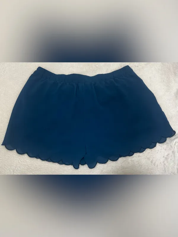 Mine Dark Blue Scallop-Hem High Waist Pull On Shorts Size Large - Image 3