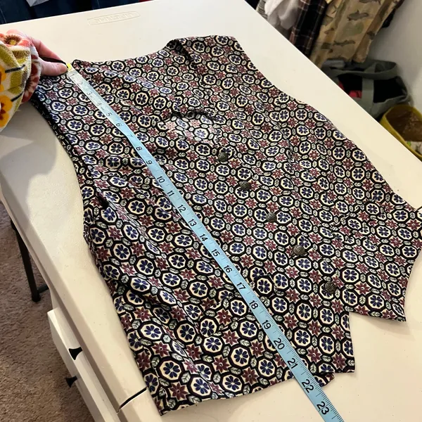 Handmade 90s Floral Folk Print Button Front Vest Top Size Medium to Large - Image 10