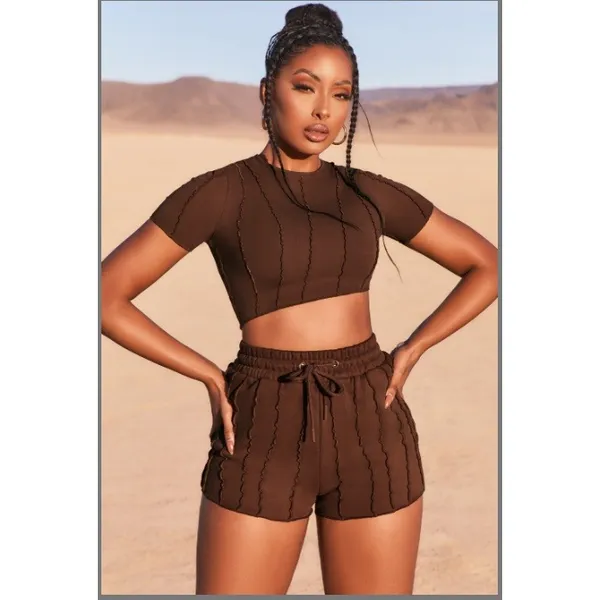 Oh Polly Exposed-Seam Shorts Size 4 NWT‎ Gray Boutique Lounge Mini Shorts - Image 2