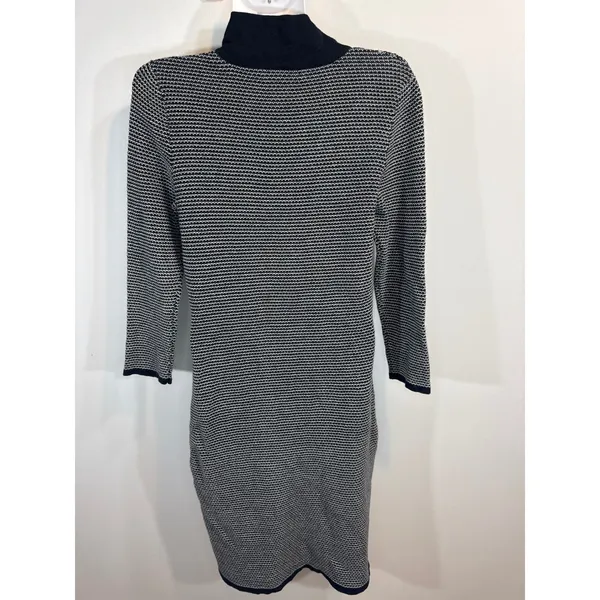 Lauren Ralph Lauren Knit Dress Black White Geometric Pattern 3/4 Sleeves‎ Medium - Image 7