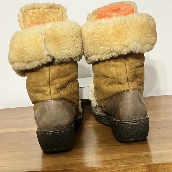 Born Telly Leather Suede Shearling‎ Winter Boots Size 9 40.5 Toggle Closure Brown - Image 7