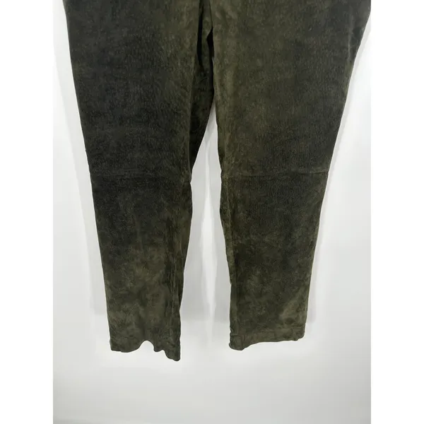 Caslon Womens Green Suede Leather Pants High Waisted Straight Leg Size‎ 4 - Image 3