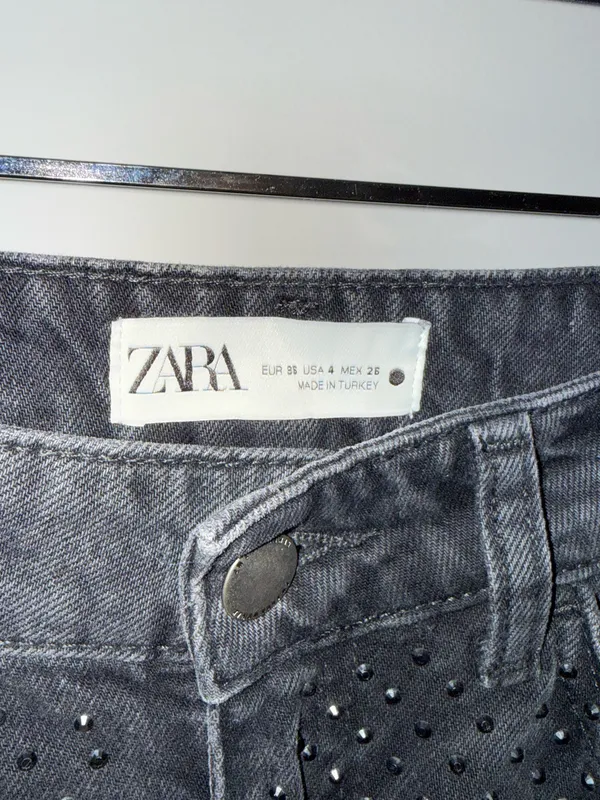 ZARA Rhinestone Jeans Black - Image 4
