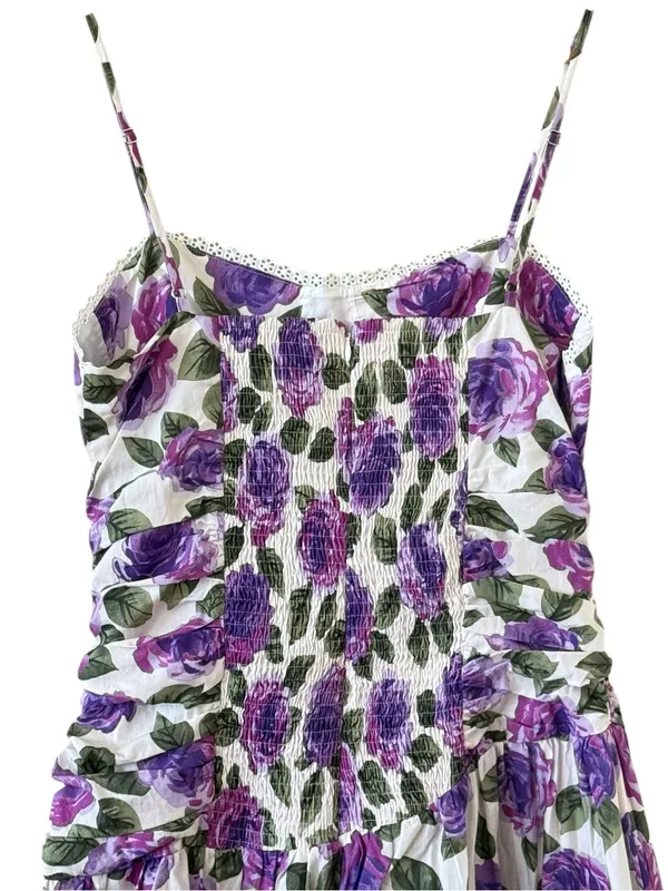 ANTHROPOLOGIE Maeve Purple Floral Printed Midi Dress Size L NEW - Image 4