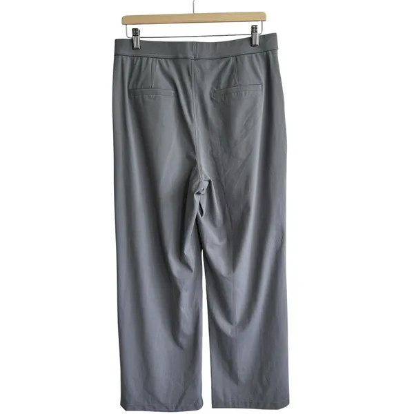 NWT Halara Pants L Flex High Waisted Straight Leg Crepe Work Gray Pockets - Image 2