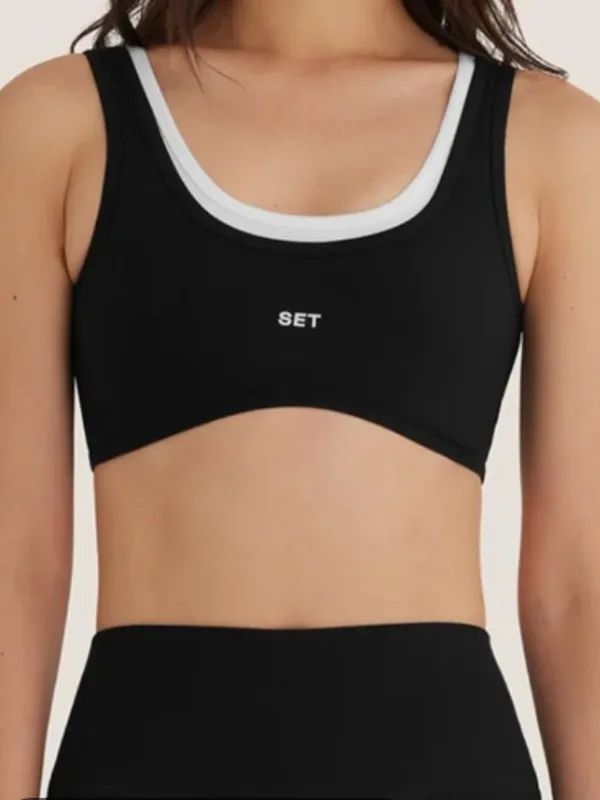 SET ACTIVE Formcloud Contrast Sports Bra Black White Medium - Image 2