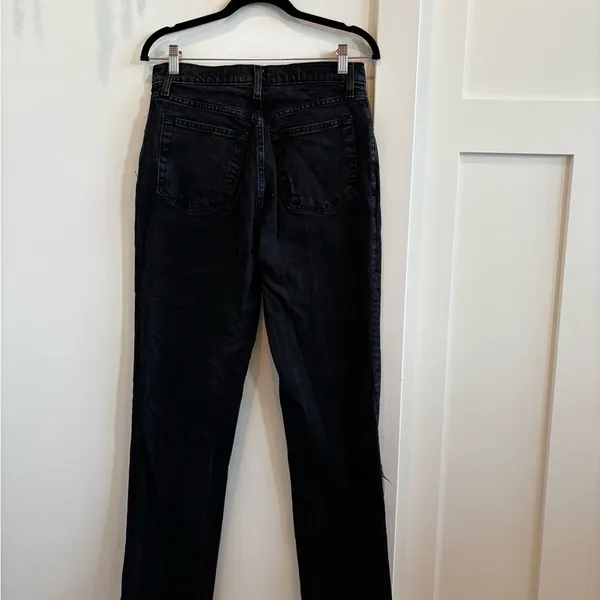 Abercrombie & Fitch The 90's Straight Ultra High Rise Distressed Black Jeans 6L - Image 7
