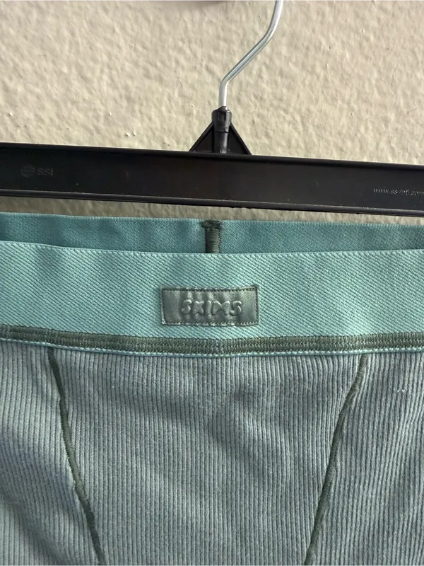 SKIMS Cotton Ribbed High-Waist Boxer Short Size XS Slate Teal Loungewear Travel - Image 3