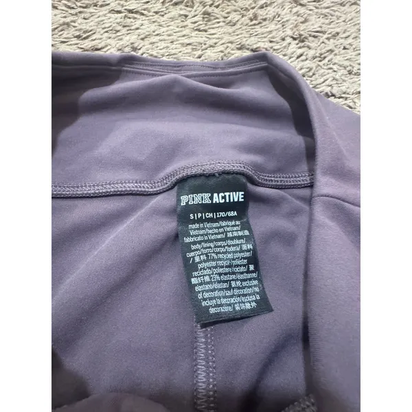 PINK Active High Rise Leggings Purple‎ Ruched Waist Drawstring Size S NWOT - Image 3