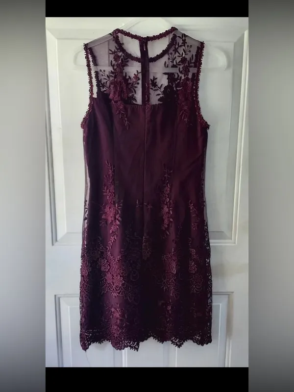 Nanette Lepore Sleeveless Lace Plum Mini Party Dress Sz 2 Formal Prom Wedding - Image 5