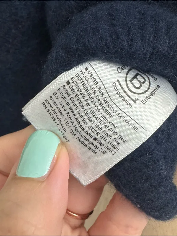 Athleta Apline Wool Cashmere Crewneck Sweater Navy Large - Image 4
