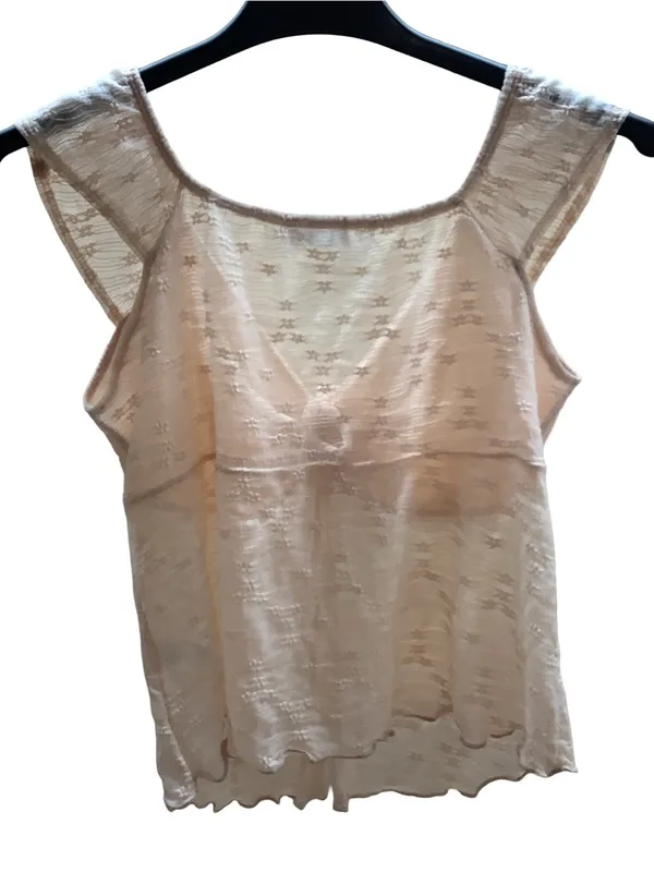 Electric Behaviour Size XL Women's Peach Lace-Textured Top. New - Image 2