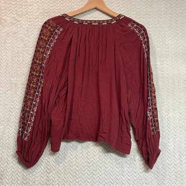 American Eagle Festival Bohemian Embroidered Peasant Flowy Hippie‎ Top Medium - Image 6