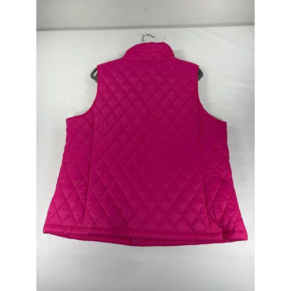 Time and Tru Women's XL Diamond Quilt Core Vest Shocking Pink Coquette NWT - Image 5