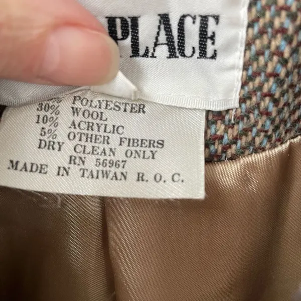 Vintage Judy’s Place Tweed Blazer Jacket Brown Blue M 10 - Image 8