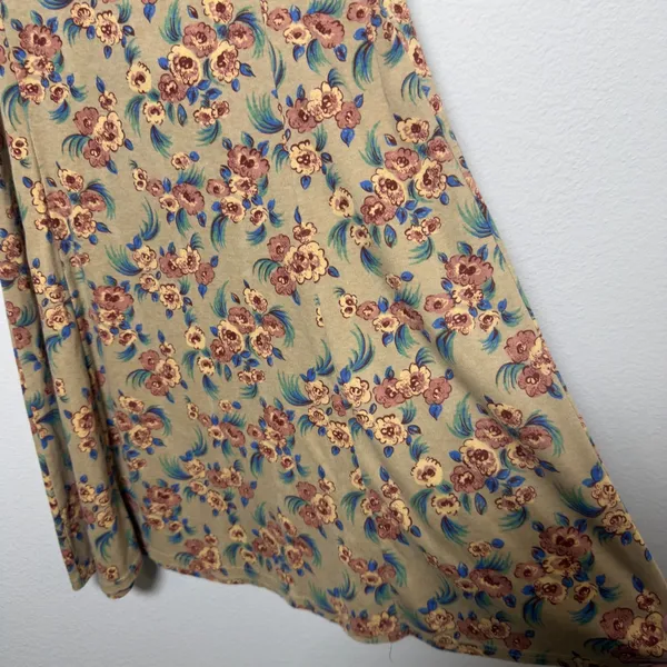 VTG 90s y2k No Boundaries Women Indie Grunge Mini‎ Skater Dress Large Tan Floral - Image 7