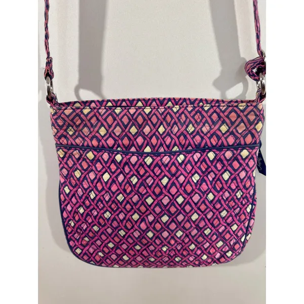 Vera Bradley Katalina Crossbody Bag Pink Blue Diamond Pattern‎ Quilted Boho Chic - Image 9
