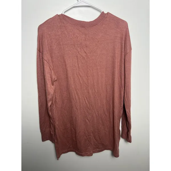 Abercrombie & Fitch Sweater Med Pink Henley Soft A&F Cozy Knit Top Chic Minimal - Image 3