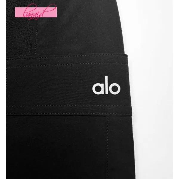 Alo Polar Fleece Wintry Mix Pant Black High-Rise Waist Fleece Fuzzy Warm Joggers - Image 10